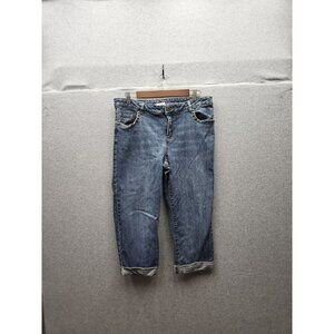Liz & Co. Womens Stretch Denim Studded  cropped Jeans Size 16